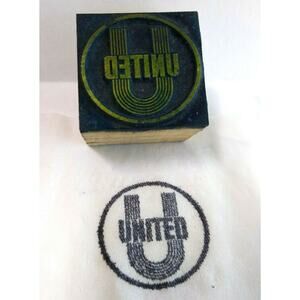 United Letter Press Printer Block Ink Stamp Vintage Wood Metal Atlantic City NJ
